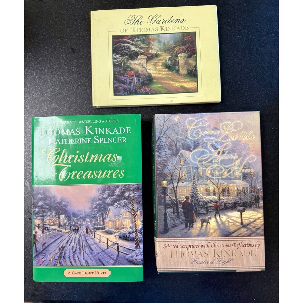 Thomas Kinkade Books Christmas Treasures, Come Let Us Adore Him, The Gardens VTG